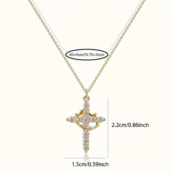 NEW Stunning Cross With Crown Pendant Necklaces - Picture 4 of 4